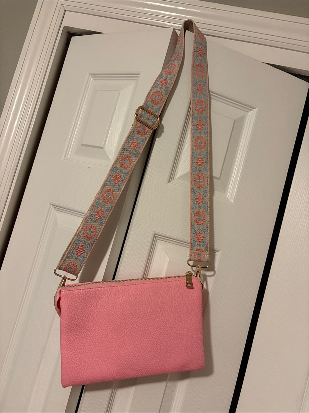 NWOT! Pink Crossbody Bag with Decorative Strap